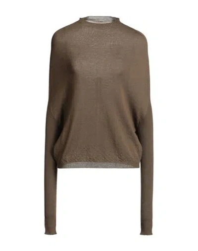 Rick Owens Woman Turtleneck Military Green Size L Virgin Wool In Brown