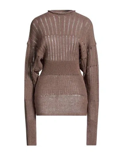 Rick Owens Woman Turtleneck Taupe Size M Virgin Wool, Polyamide In Brown