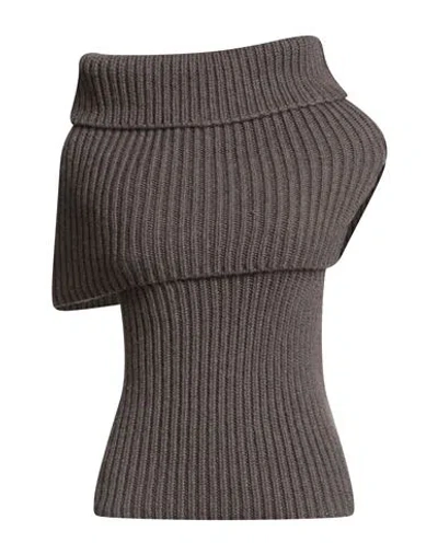 Rick Owens Woman Turtleneck Taupe Size S Cashmere In Gray