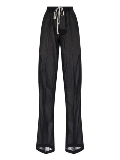 Rick Owens Women's 100% Cotton Trousers With Buffalo Horn Buttons In Black