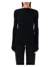 Rick Owens Black Boat Neck Top In Black
