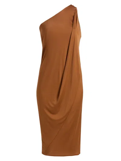 Rick Owens Women's Anthem One-shoulder Midi-dress In Brown