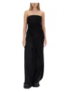 Rick Owens Strapless Asymmetric Virgin Wool Top In Black