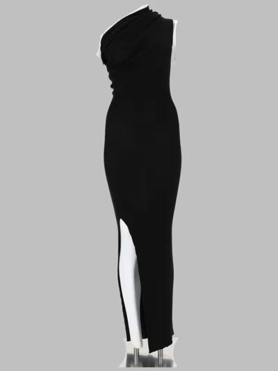 Rick Owens Women's Asymmetrical One-shoulder Knit Midi Dress In Black