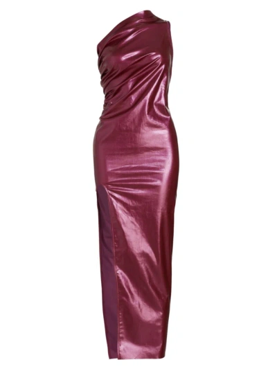 Rick Owens Women's Athena Asymmetric Coated Denim Gown In Fuchsia