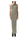 Rick Owens One Shoulder Maxi Dress With Side Slit In Celadon