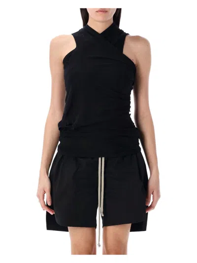 Rick Owens Black Top With Twisted Neckline