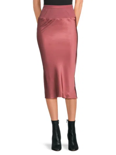 Rick Owens Women's Bias-cut Satin Midi-skirt In Red