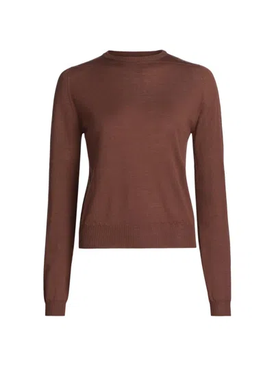 Rick Owens Women's Biker Wool Crewneck Sweater In Brown