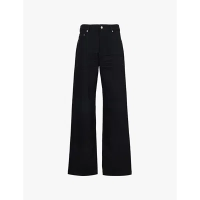 Rick Owens Womens Black Geth Relaxed-fit Mid-rise Wool Trousers