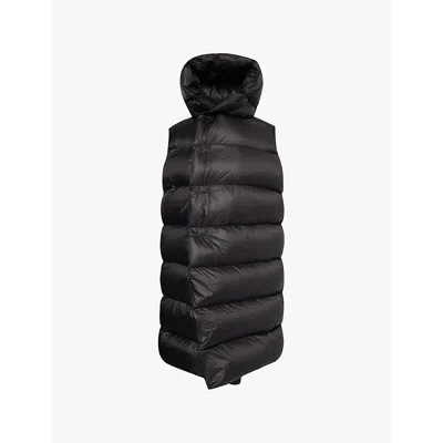 Rick Owens Womens Black Hooded Sleeveless Shell-down Recycled-polyamide Coat