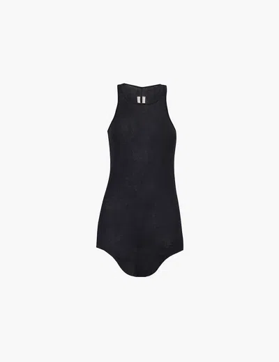 Rick Owens Womens Black Round-neck Sleeveless Cotton-knit Top