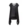 RICK OWENS WOMEN'S BLACK SILK TOP FOR SS24 COLLECTION