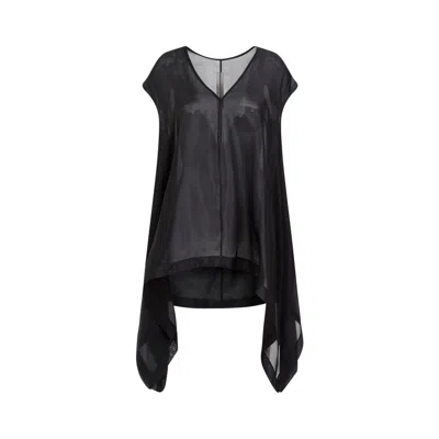RICK OWENS WOMEN'S BLACK SILK TOP FOR SS24 COLLECTION