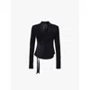Rick Owens Womens Black Wrap-front Slim-fit Wool Jacket In Black