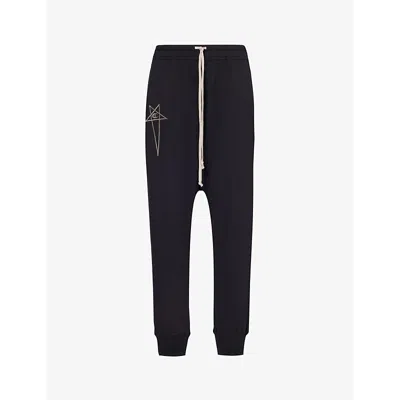 RICK OWENS RICK OWENS WOMEN'S BLACK X CHAMPION BRAND-EMBROIDERED COTTON-JERSEY TROUSERS