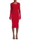Rick Owens Lido Long Sleeve Open Back Knit Dress In Cardinal Red