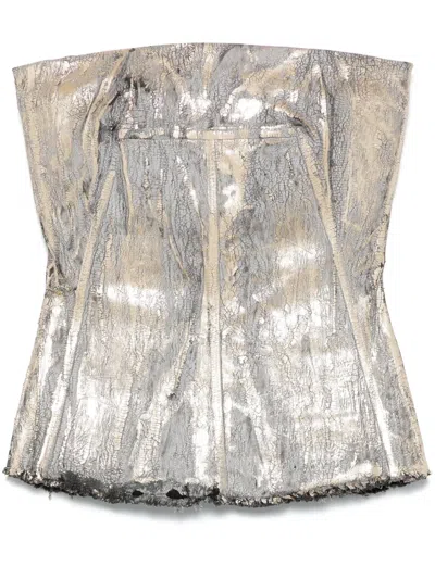 Rick Owens Women Bustier With Crackle Effect In Brown