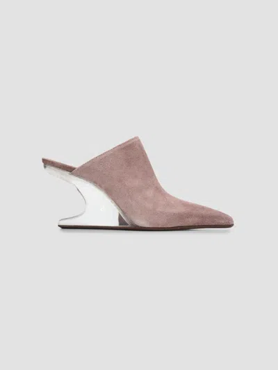Rick Owens Cantilever 8 Sabot Sharp Suede Mules In Pink