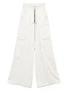 Rick Owens Wide-leg Cargo Trousers With Diagonal Pockets In Ivory