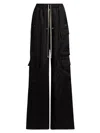 Rick Owens Womens Black Cargobelas Wide-leg Satin Trousers In Black