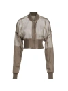 Rick Owens Women's Collage Sheer Cotton Crop Bomber Jacket In Dust