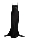 Rick Owens Panelled Satin Midi Slip Dress In Black
