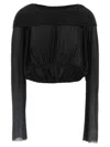 Rick Owens Crooped Hooded Tunic Sweaters And Cardigans Black In Black