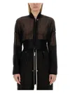 Rick Owens Sheer Fabric Cropped Bomber Jacket In Black