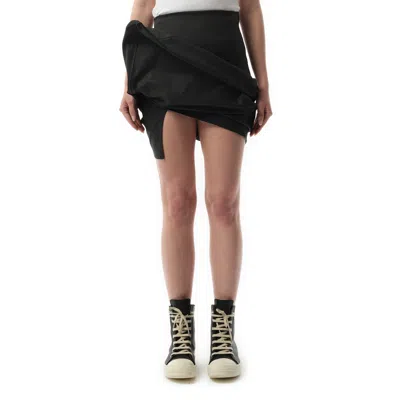 Rick Owens Women's Denim Draped Mini Skirt In Black