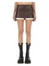 Rick Owens Brown Fog Leather Shorts In Brown