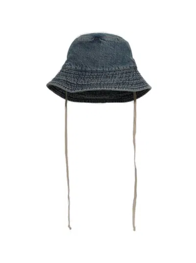 Rick Owens Women Denim Solid Bucket Hat In Blue