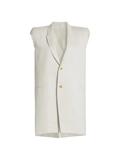 Rick Owens Women's Dirt Longline Wool Vest In White