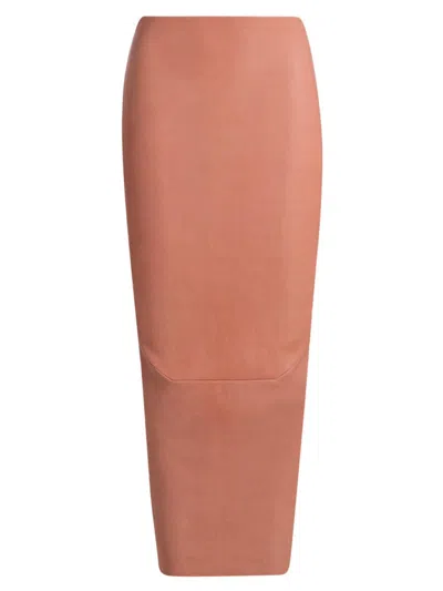 Rick Owens Women's Dirt Pillar Leather Skirt In Orange