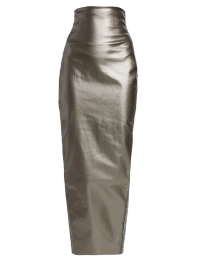 Rick Owens Women's Dirt Pillar Metallic Maxi Skirt In Gun Metal