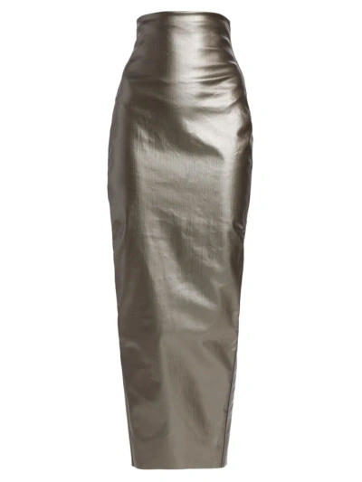 Rick Owens Gunmetal Dirt Pillar Denim Maxi Skirt In Gun Metal