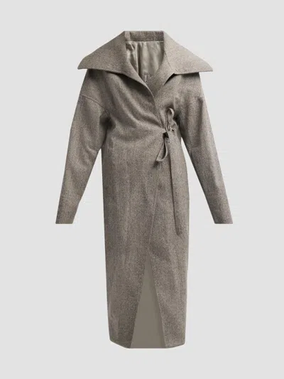 Rick Owens Women's Dracucollar Belted Wool Coat In Gray