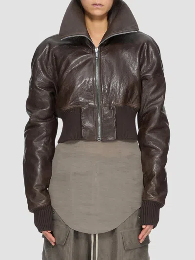 Rick Owens Women's Dracuflight Leather Zip-up Bomber Jacket In Brown
