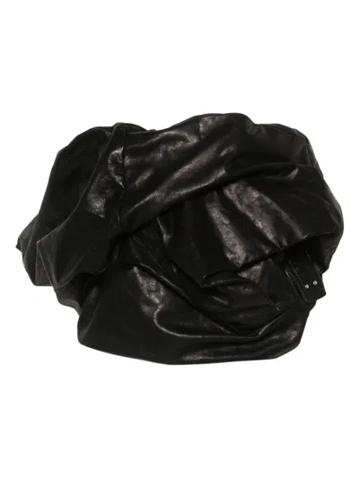 Rick Owens Strapless Ruched Leather Bustier Top In Black