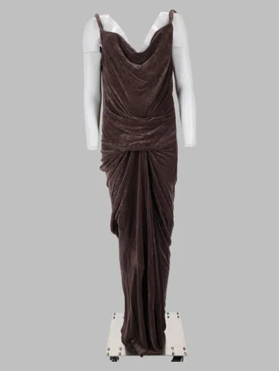 Rick Owens Women's Draped Velvet Gown In Silk-viscose Blend In Brown