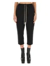 Rick Owens Pressed-crease Drawstring Cropped Trousers In Black