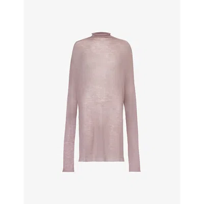 Rick Owens Relaxed-fit Semi-sheer Wool Shroud In Dusty Pink