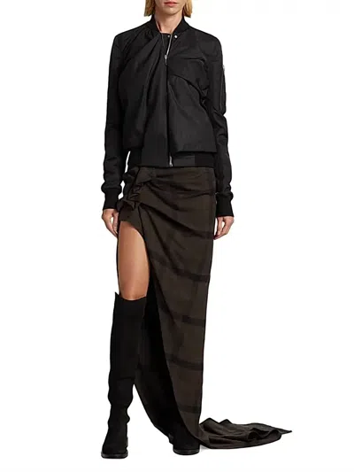 Rick Owens Women's Edfu Skirt In Dark Dust Plaid In Multi