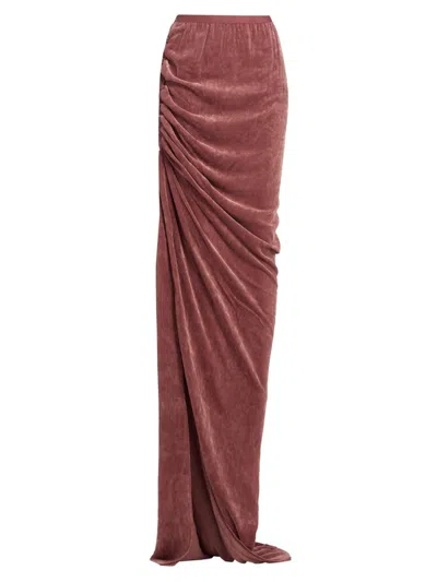 Rick Owens Women's Edfu Velvet Drawstring Maxi Skirt In Brown