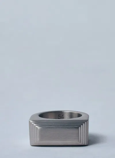 Rick Owens Women Etched Beveled Ring In Metallic