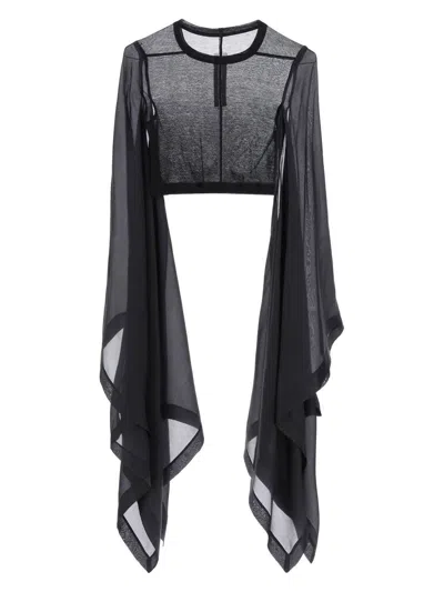Rick Owens Women's Flag Crop Habotai Top In Black