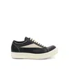Rick Owens Women Black Low Top Sneakers With Contrasting Stitching In Leather Woman In Black