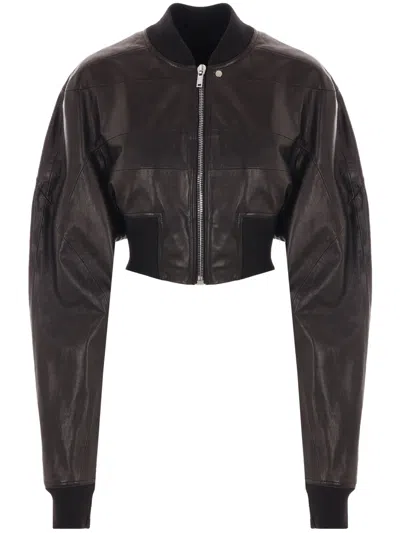 Rick Owens Women Girdered Bomber Cropped Leather