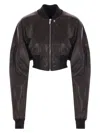 Rick Owens Cropped Black Bomber With Fitted Silhouette In Black