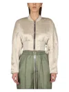 Rick Owens Off-white Girded Bomber Jacket In Grey